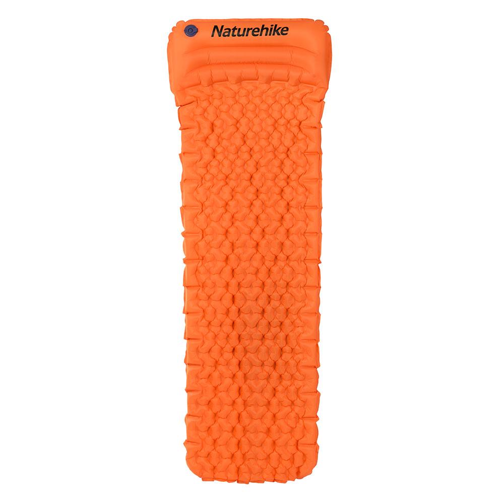 Одинарний надувний матрац із подушкою Nature Hike ULTRALIGH TPU 185x54x3см. Вага 460 г, оранж