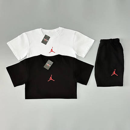 Футболка(чорна)+ футболка(біла) + шорти Air Jordan (червоний логотип), фото 1