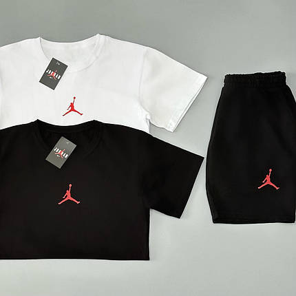 Футболка(чорна)+ футболка(біла) + шорти Air Jordan (червоний логотип), фото 3
