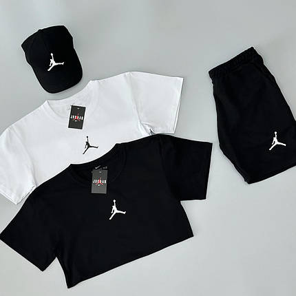 Футболка(біла) + футболка(чорна) + шорти + кепка Air Jordan, фото 1