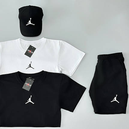 Футболка(біла) + футболка(чорна) + шорти + кепка Air Jordan, фото 3