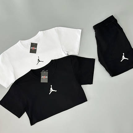 Футболка(чорна)+ футболка(біла) + шорти Air Jordan класичний, фото 1