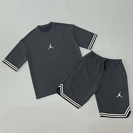 Літній комплект футболка+шорти Air Jordan сірий, фото 1