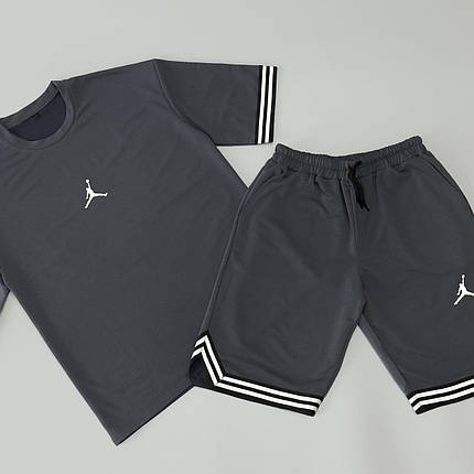 Літній комплект футболка+шорти Air Jordan сірий, фото 2