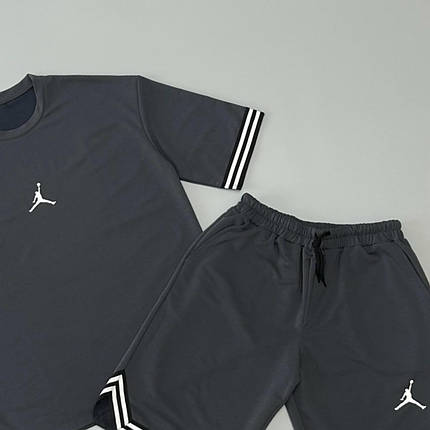 Літній комплект футболка+шорти Air Jordan сірий, фото 3