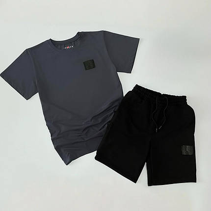 Літній комплект футболка+шорти Air Jordan нашивка графітовий, фото 2