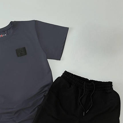 Літній комплект футболка+шорти Air Jordan нашивка графітовий, фото 3