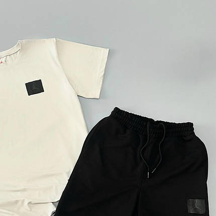 Літній комплект футболка+шорти Air Jordan нашивка молочний, фото 2
