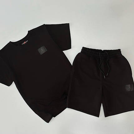 Літній комплект футболка+шорти Air Jordan нашивка чорний, фото 1