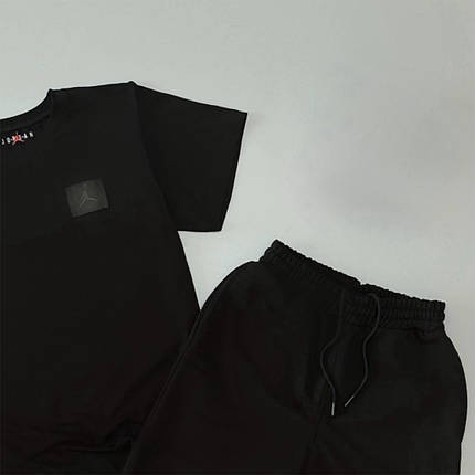 Літній комплект футболка+шорти Air Jordan нашивка чорний, фото 2