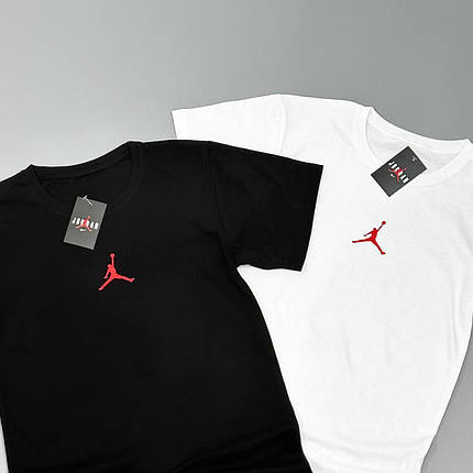 Футболка(біла)+футболка(чорна) Air Jordan червоний логотип, фото 1