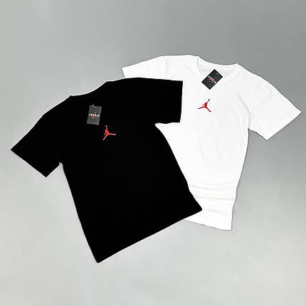 Футболка(біла)+футболка(чорна) Air Jordan червоний логотип, фото 3