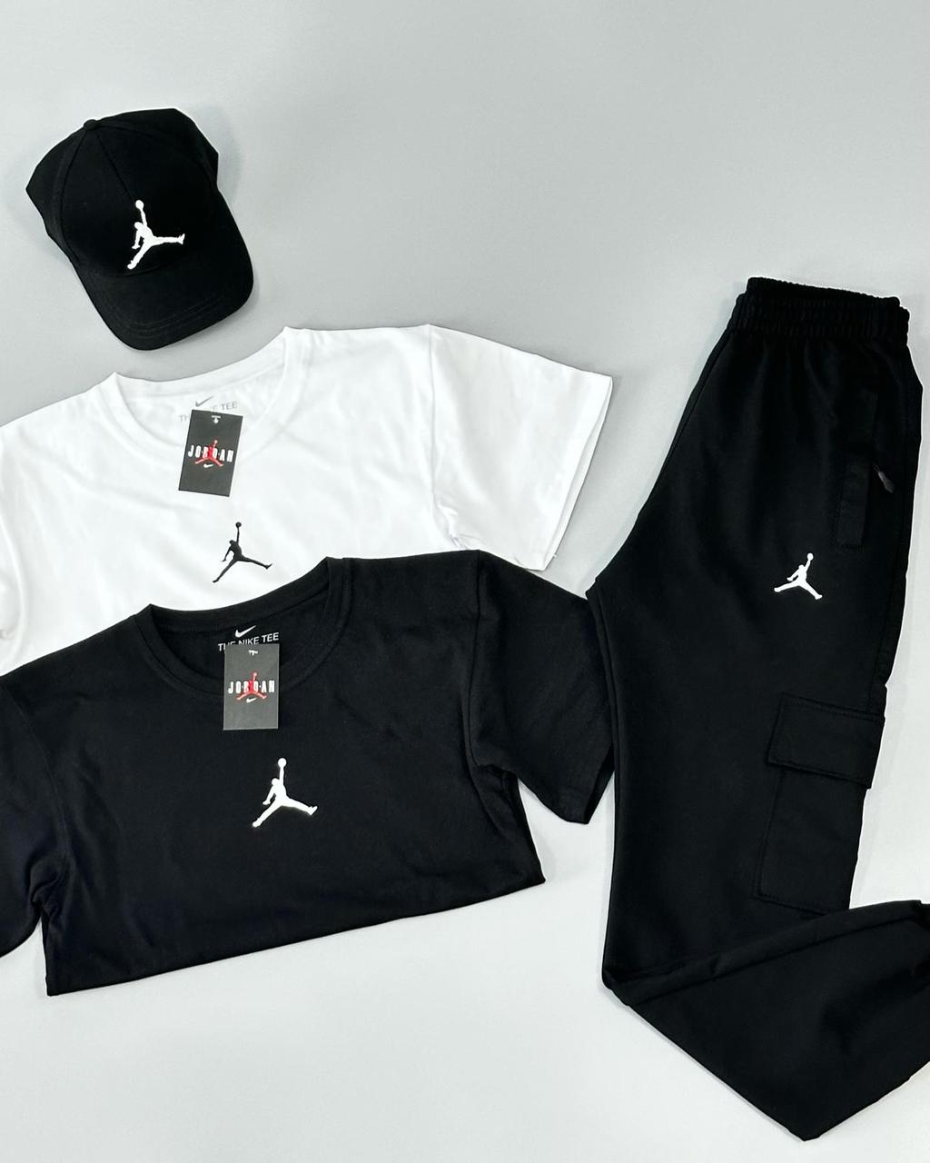 Футболка(біла)+футболка(чорна)+кепка+штани Air Jordan