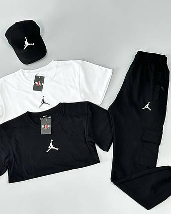 Футболка(біла)+футболка(чорна)+кепка+штани Air Jordan, фото 1
