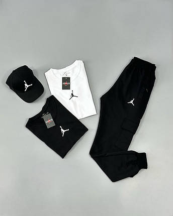 Футболка(біла)+футболка(чорна)+кепка+штани Air Jordan, фото 2