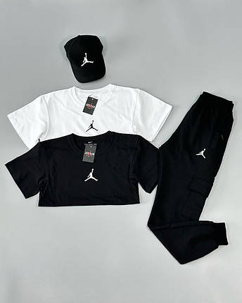 Футболка(біла)+футболка(чорна)+кепка+штани Air Jordan, фото 3