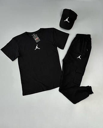 Футболка (чорна) + штани + квітка Air Jordan, фото 2