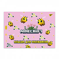 Альбом для малювання А4 28 л скоба з перфорацією 100 г/м2 Minecraft girls Ассорти дев, фото 3