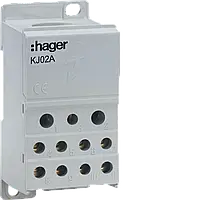 KJ02A Hager - Розподільний блок 1П 250A - ввід 1х95 / вивід 2х25 + 2х16 + 4х10 мм2