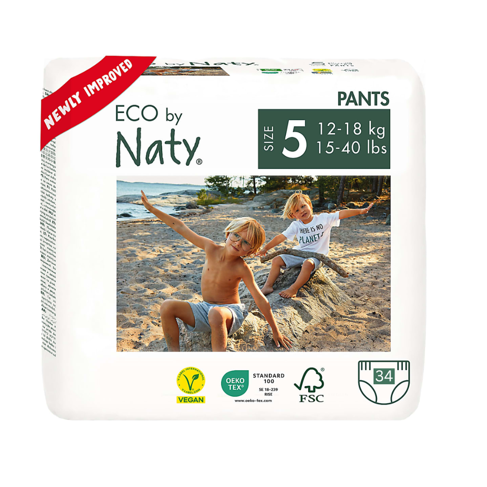 Органічні підгузки-трусики Eco by Naty Розмір 5 (від 12 до 18 кг) 34 шт