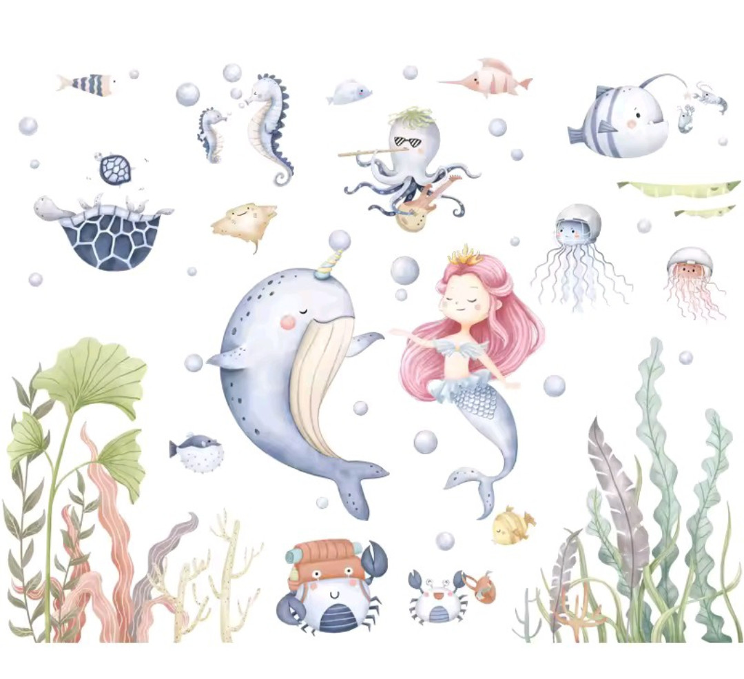 Наклейки у ванну Рибки Червоного моря Русалка (лист 60 х 90 см) Б57-12