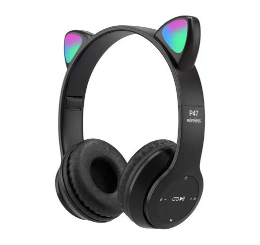 Навушники дитячі Bluetooth накладні Cat Ear P47M / Гарнітура MP3 з котячими вушками RGB-підсвіткою, фото 1