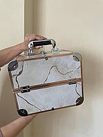Б'юті кейс - валіза з ключем  Мрамор серий з золотом