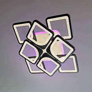 Світлодіодна LED люстра 165 Вт c пультом управління і регулюванням яскравості колір каркасу чорний D-S9171/4+4BK LED