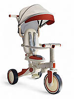 Дитячий триколісний велосипед-коляска-беговел MiniEgg 516 3 в 1 з козирком та батьківською ручкою помаранчевий