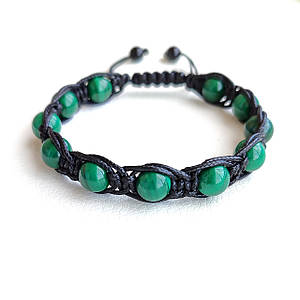 Браслет з натурального Малахіту плетений d 8мм