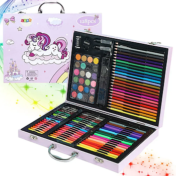 Набір для малювання в кейсі 128 предметів/Місячний набір для творчості/Набір художника