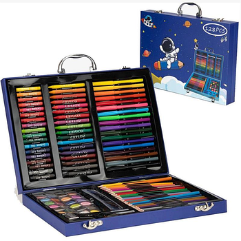 Набір для малювання в кейсі 128 предметів, Космонавт/Місячний набір для творчості/Набір художника