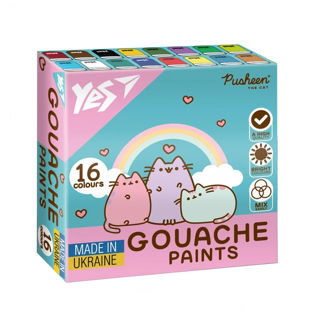 Фарби гуашеві Yes Pusheen 16 кольорів по 20 мл 230403