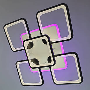 Світлодіодна люстра 180 Вт колір чорний з підсвічуванням основи та пультом д/к D-9171/4+1 BK LED 3color dimmer