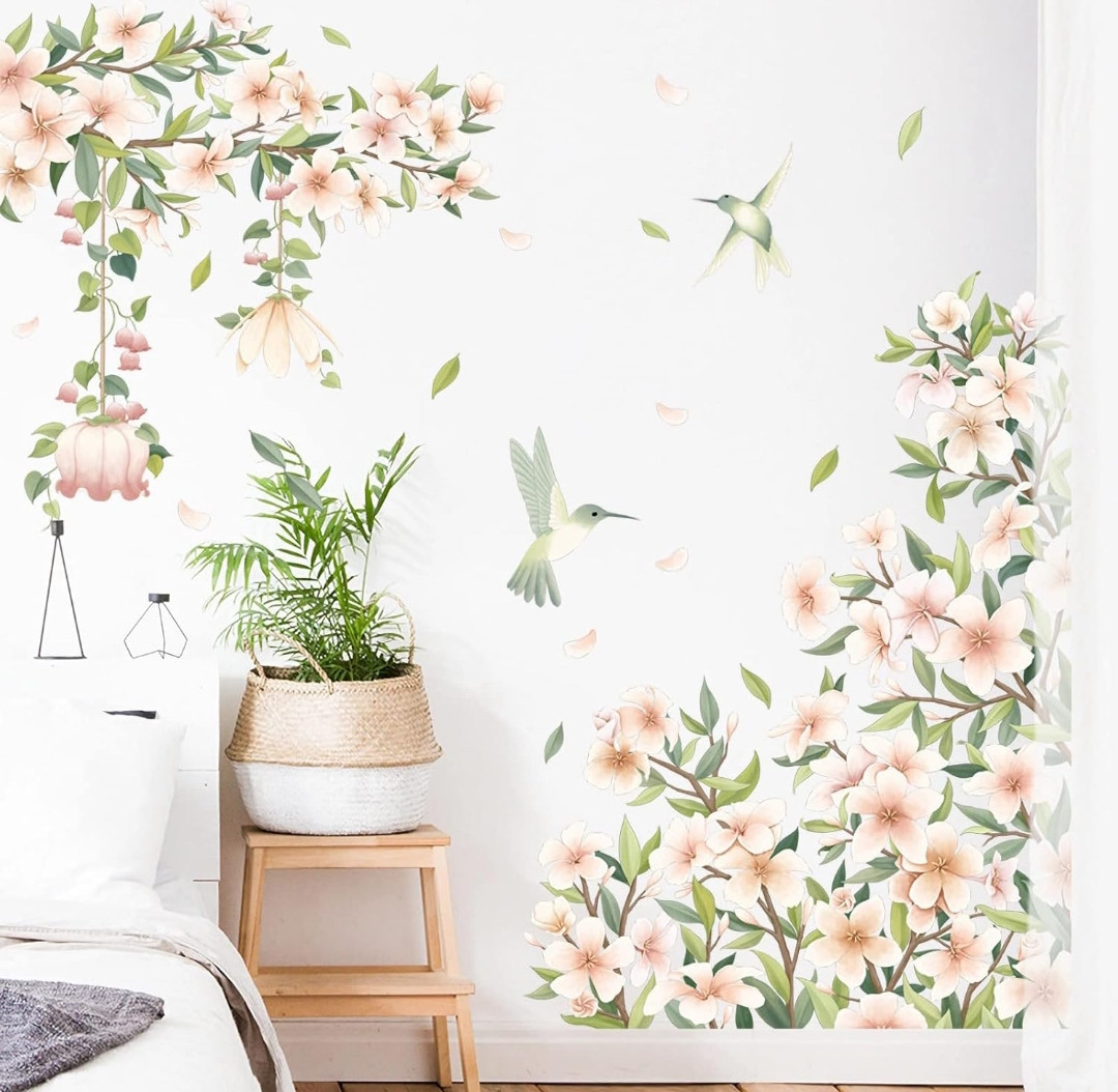 Інтер'єрні вінілові наклейки Квітучі дерева пташка (лист 90 х 60 см) Б126