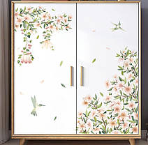 Інтер'єрні вінілові наклейки Квітучі дерева пташка (лист 90 х 60 см) Б126, фото 4