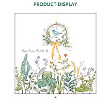 Вінілові наклейки VANSHE Зелене листя птиця (лист 60 х 90 см) Б83-33, фото 3