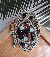 Брошка Магія польоту чорний метелик з кристалами 9×6.5 см BRS046