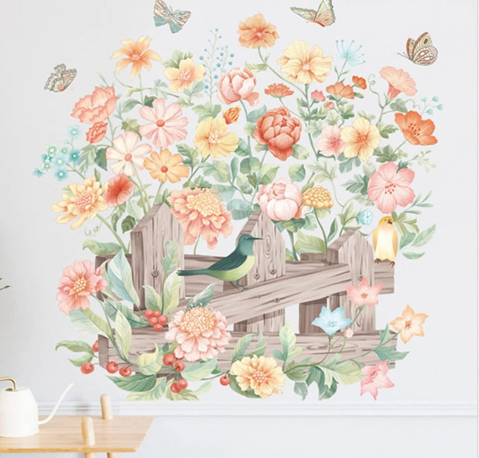 Вінілові наклейки BRUP Квіти біля паркана ( лист 60 х 90 см) Б201-13