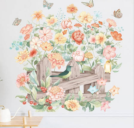 Вінілові наклейки BRUP Квіти біля паркана ( лист 60 х 90 см) Б201-13, фото 1