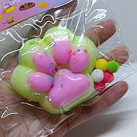 Іграшка-антистрес Сквіш "Таба Лапка Котика" | М'який сквіш для розвитку моторики та сенсорики / № 554 салатова