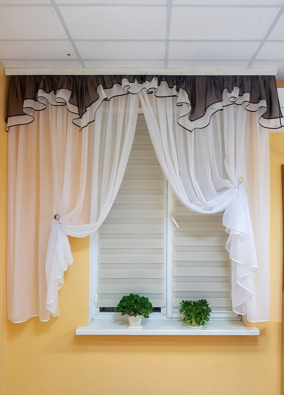 Ламбрекен Firanka Каскад карниз 250см венге з молочним (93_7пб), фото 1