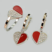 Срібний набір з коралом