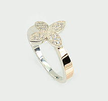 Срібна каблучка з золотими вставками