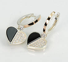 Срібні сережки з золотими пластинами