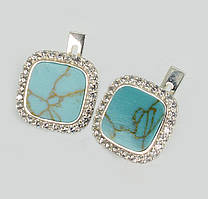 Срібні сережки з бірюзою та фіанітами