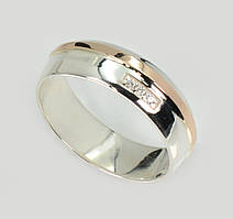 Обручка срібна з золотими пластинами