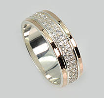 Обручка срібна з золотими пластинами