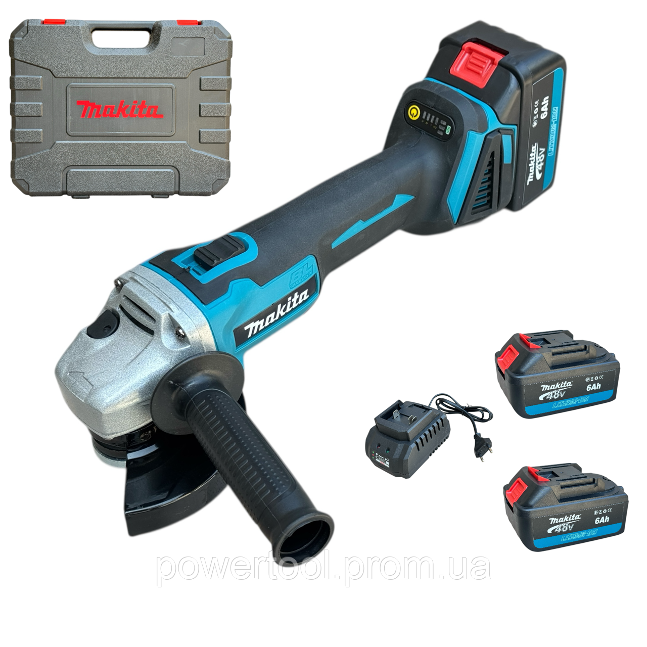 Акумуляторна Турбінка болгарка Makita 48v 6 Ah безщіткова Болгарки електричні з 2 акб Кутова шліфувальна машина АКБ КШМ - фото 1 - id-p2634904497