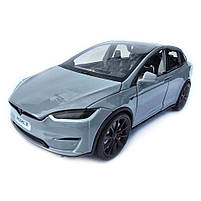 Машинка метал Tesla model X електрокар сіра Тесла 1:24 відкр двері баг капот звук світло 17,5*7,5*5,5см (EL 97188), фото 3